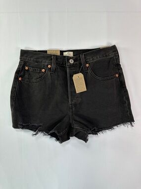 Levi’s 501 Denim Shorts Black High Rise Raw Hem 100% Cotton 28 NWT Y2K Vintage